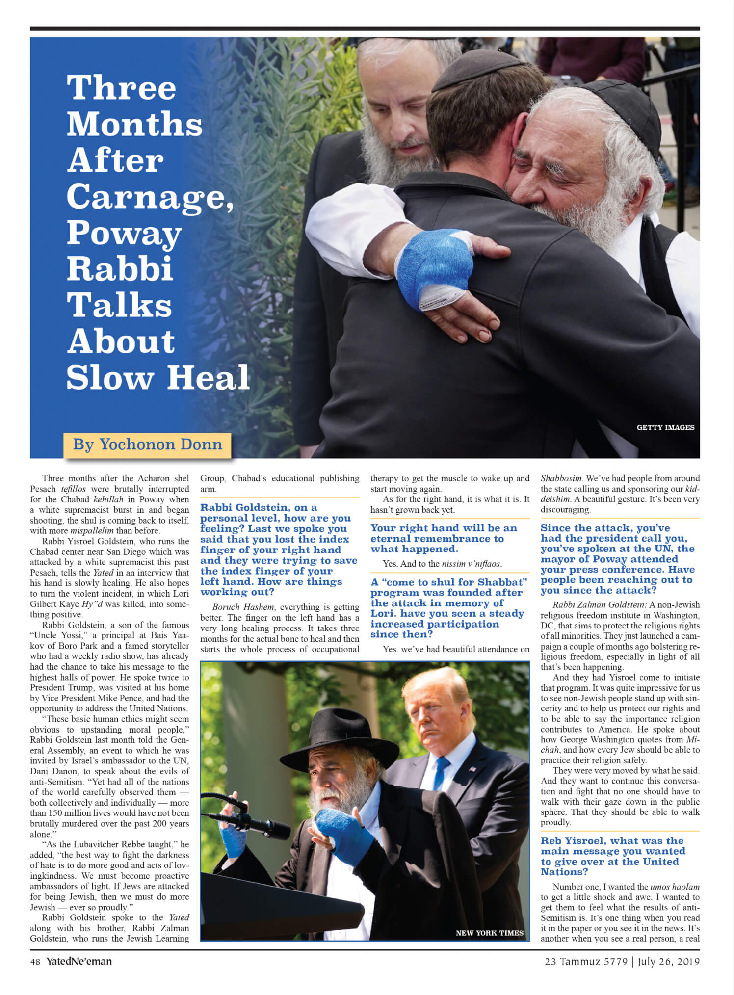You are currently viewing Three Months After Carnage, Poway Rabbi Talks About Slow Heal
